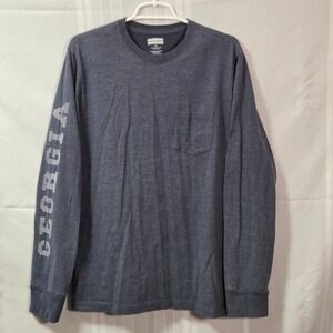 State of Mine Long Sleeve Shirt Mens L Blue Georgia Peach State Graphic Pocket